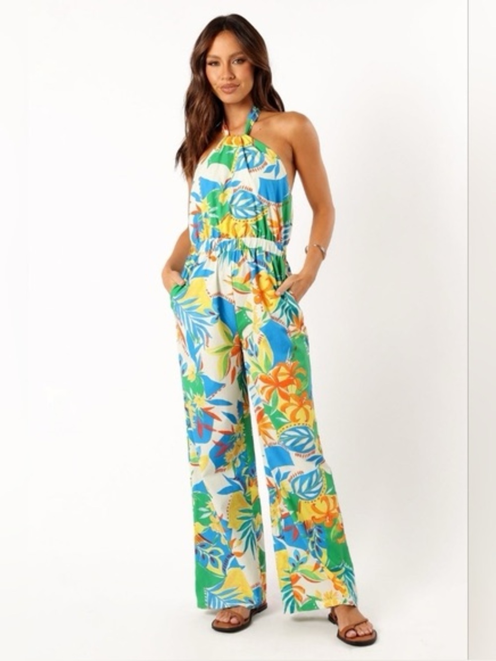 Runaway The Abel X Petal & Pup Harriet Halter Malta Print Jumpsuit S